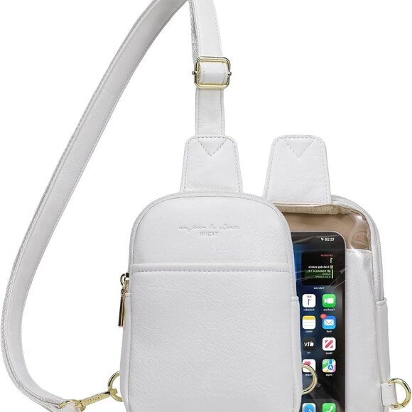 Luxury Sling Bag in Vegan Leather with RFID and Clear Window - Travel Essential - Picture 8 of 8